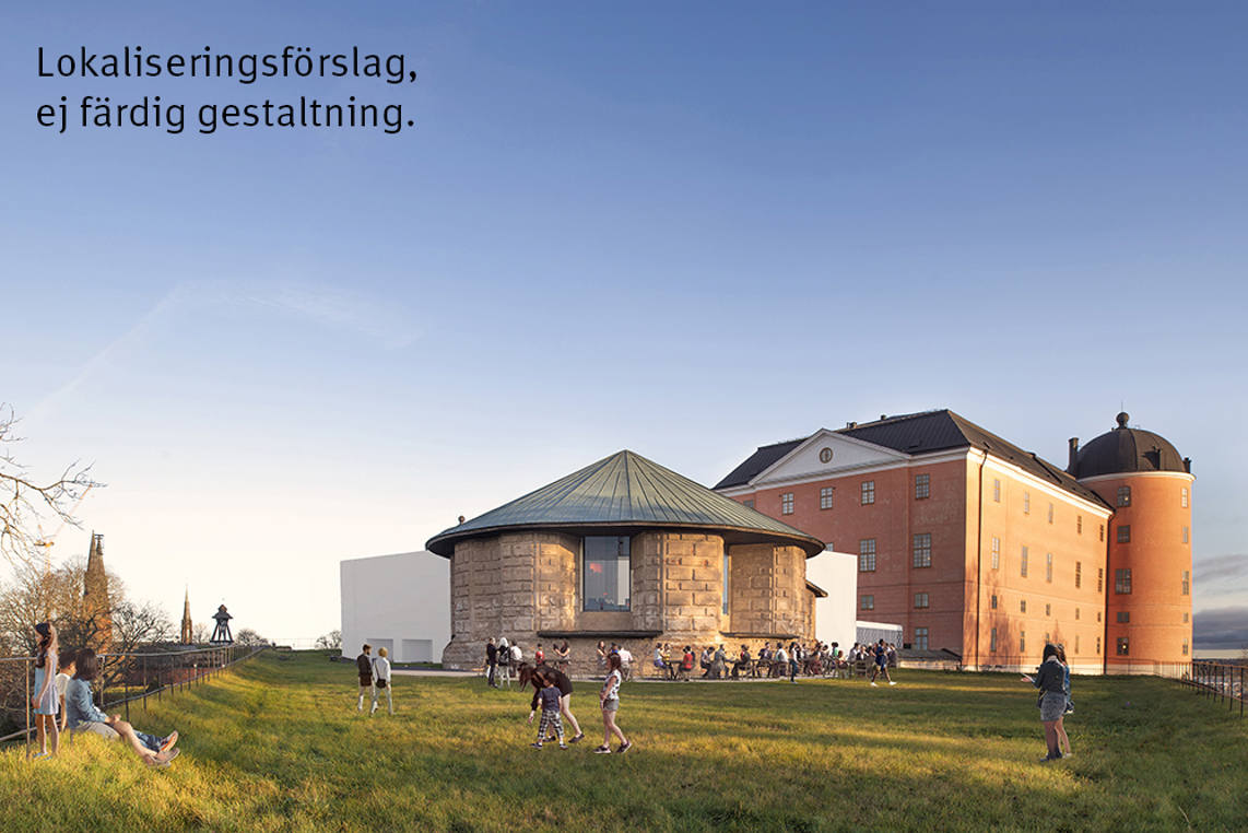 Ett lokaliseringsförslag av hur konstmuseet kan ligga i anslutning till bastionen med slottet i bakgrunden.